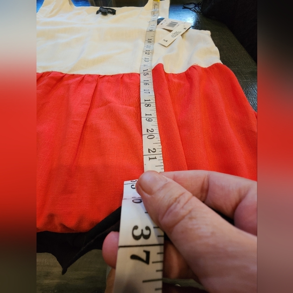 NWT'S PERCEPTIONS NY WHITE, ORANGE & BLACK TIERED DRESS - Picture 5 of 8